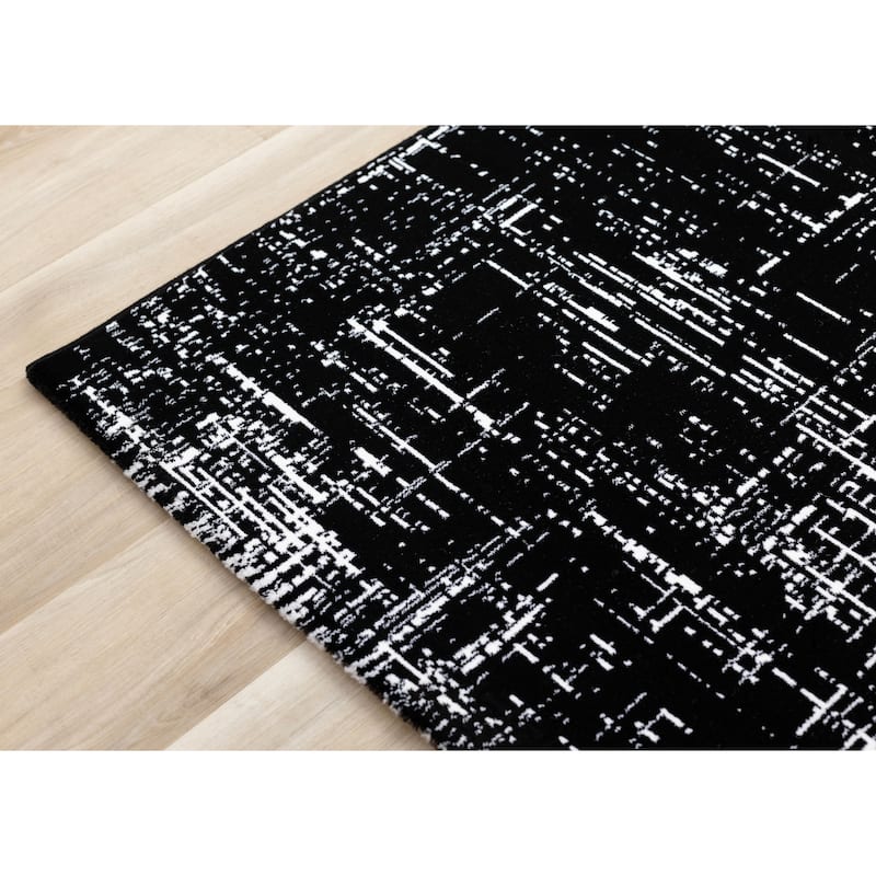 Iceland Collection - Black/White Consellations Area Rug, 5'3" x 7'7"