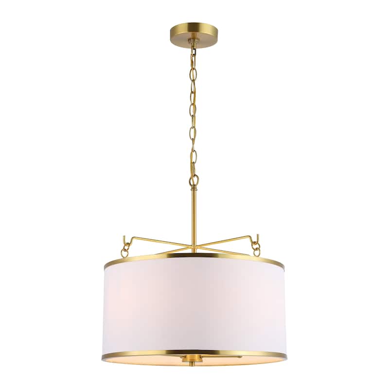 SAFAVIEH Lighting Magdalini 3 Light 18" Pendant - 18" x 18" x 23-82" - withD/H - Brass/White - 18Wx18Dx82H