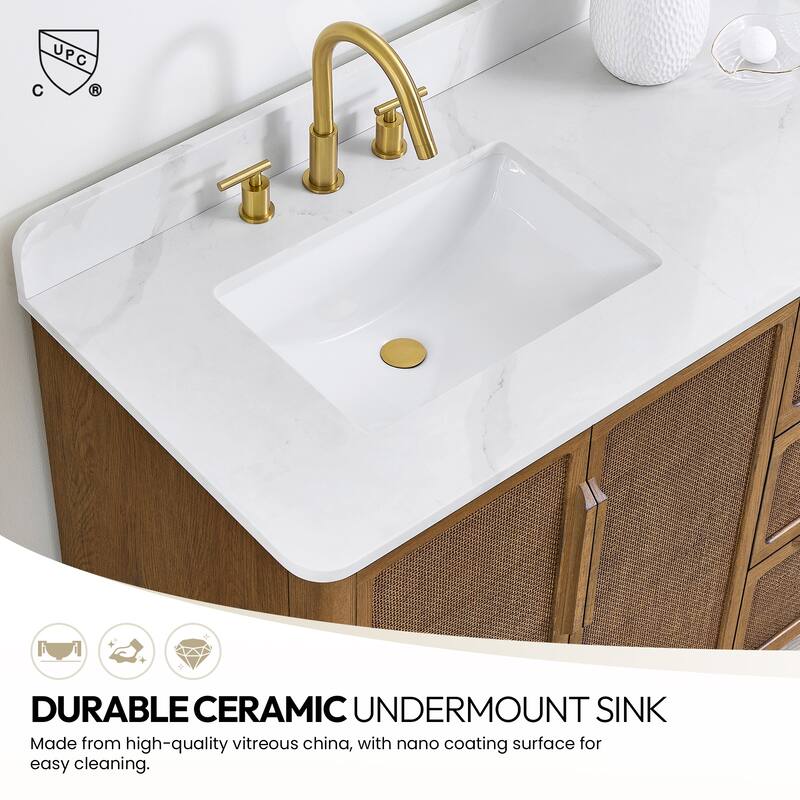 Busan Bath Vanity with White Quartz Stone Top without Mirror