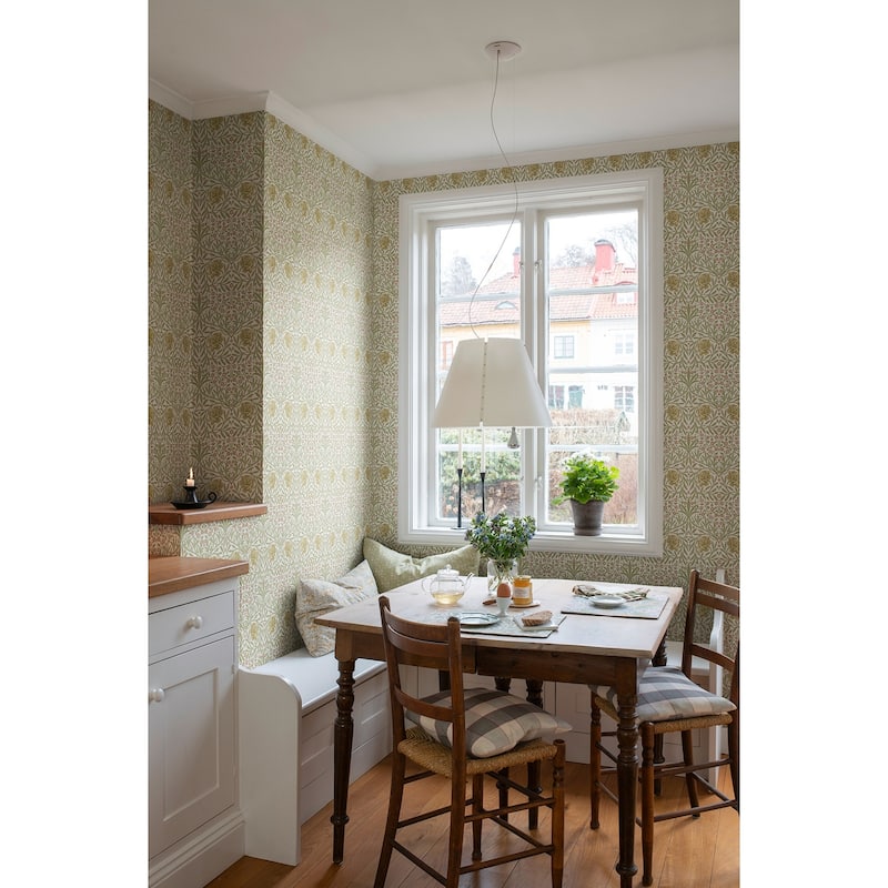 Oxford Union Yellow Floral Vines Wallpaper