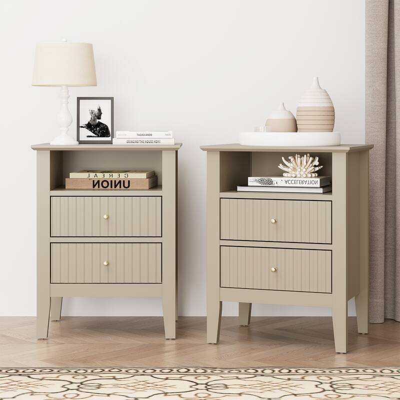 Nightstand with 2 Drawers, Set of 2