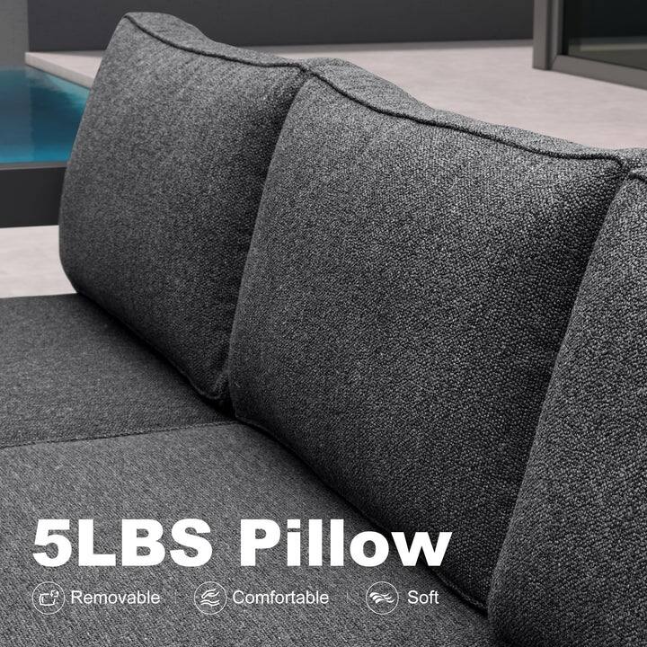 PURPLE LEAF Patio Furniture Set L-Shaped Outdoor Couch with 9.6" Thick Cushion Sofas for Yard Porch Deck, Grey with Table