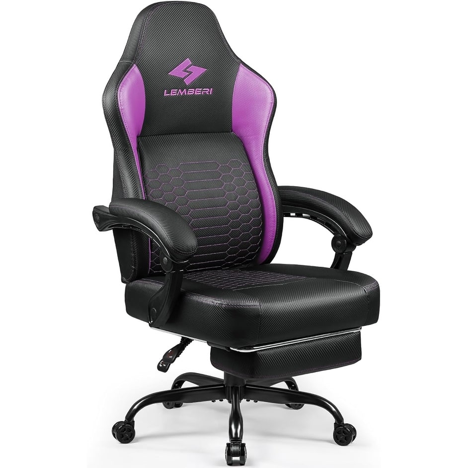 Bossin Gaming Chairs with Footrest, Big and Tall Chair 400 Capacity, Racing Style Computer Chair with Ergonomic Lumbar Support