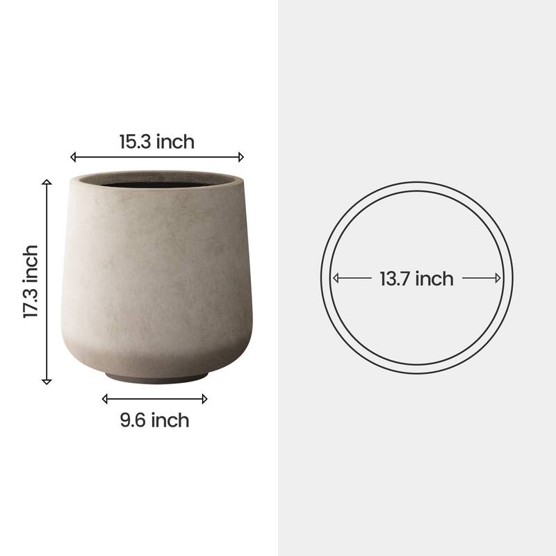 Plantara 17" H Round Concrete planter, Outdoor Modern Planter pot,Flower pot with Drainage Hole for Garden