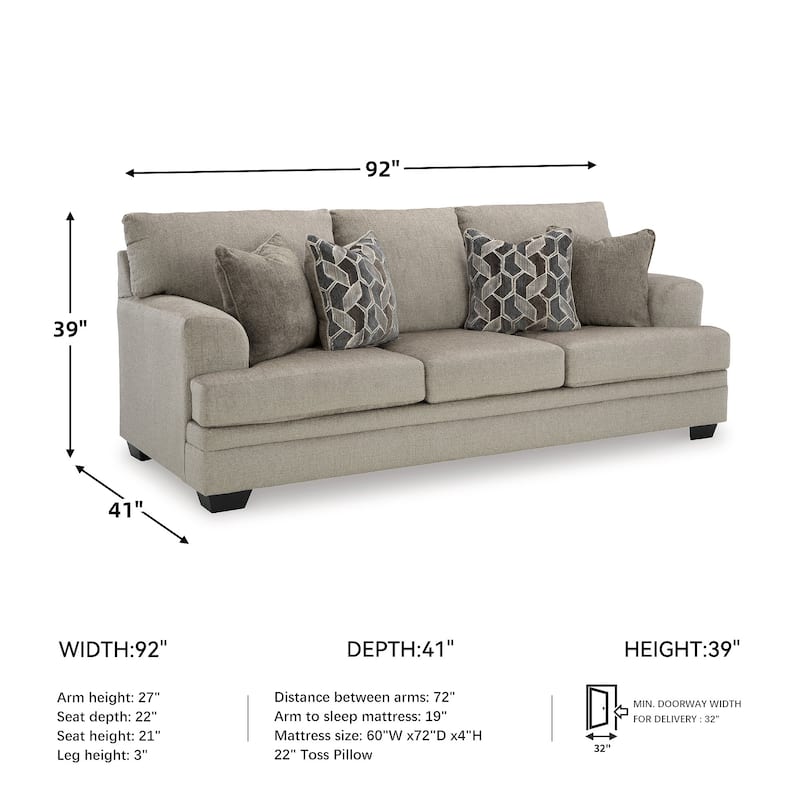 Signature Design by Ashley Stonemeade Queen Sofa Sleeper - 92" W x 41" D x 39" H