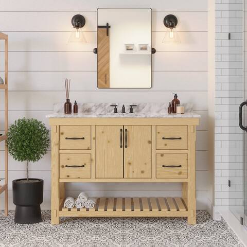 KitchenBathCollection Birmingham 48" Bathroom Vanity with Carrara Marble Top