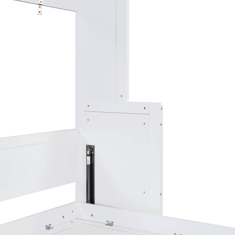 Roomfitters Full/Queen Murphy Bed with Hydraulic Lift and Folding Desk, Space Saving Wall Mounted Sleeper