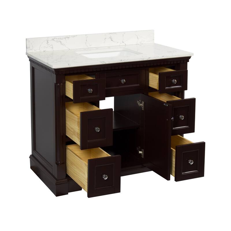 KitchenBathCollection Sydney 42" Bathroom Vanity with Engineered Marble Top