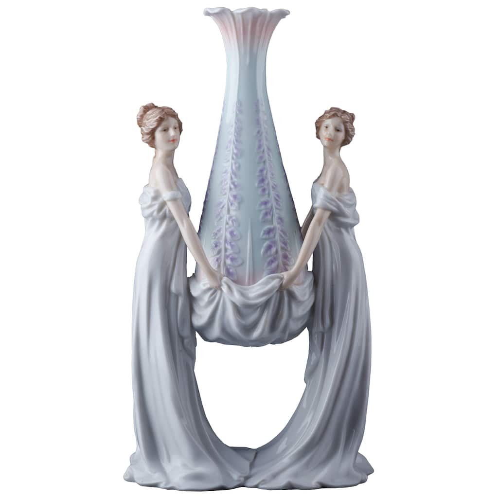 Charis 14.76" height 2 Maiden Suspending Vase multicolor Fine Porcelain
