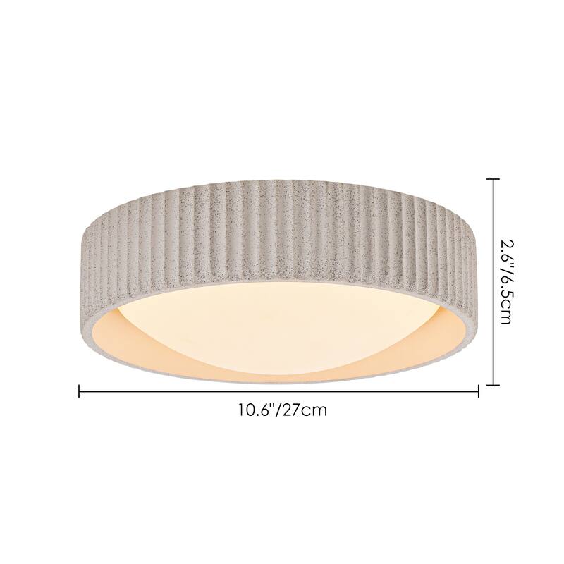 15W Modern Beige Cement LED Flush Mount Ceiling Light, Minimalist Textured Design for Bedroom & Bathroom - 1 Light