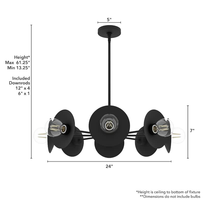 Hunter Fernando Black 8-Light Chandelier - Dining Room, Bedroom, Living/Great Room, Foyer - Modern, Abstract - Designer!