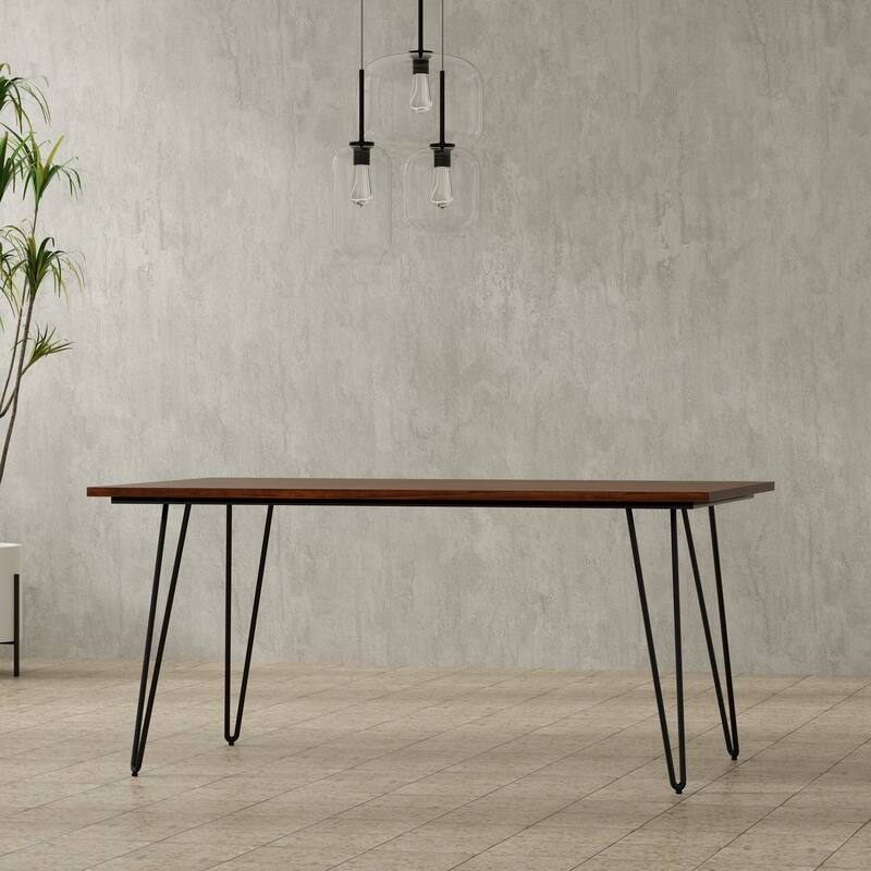 WYNDENHALL Moreno Industrial Wood Dining Table - 66.1 inches wide - Walnut Veneer