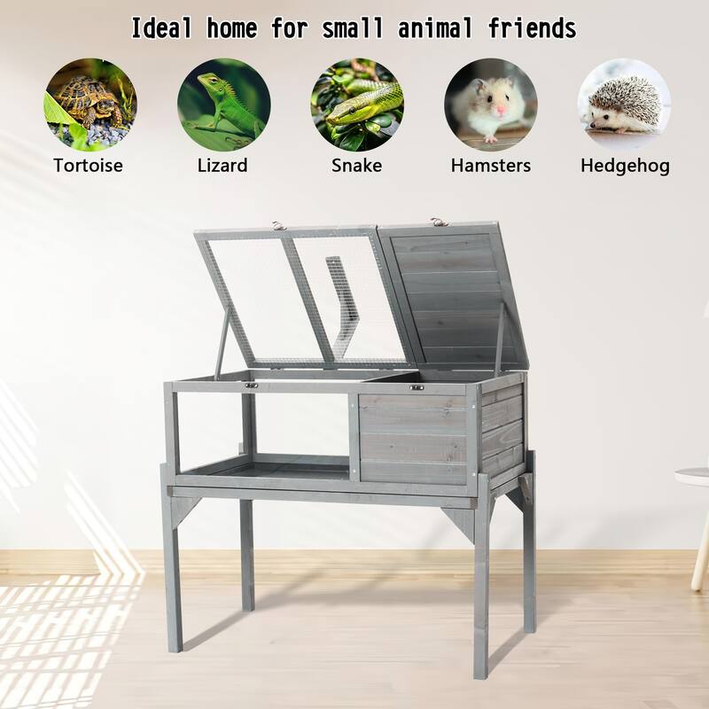 Wooden Tortoise House with Detachable Legs