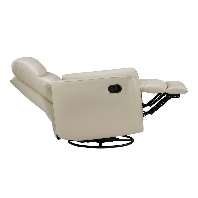Cillian 35.5" Leather Swivel Glider Recliner - 360-Degree Metal Swivel