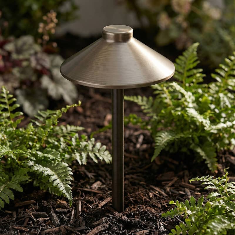 18" Antique Brass Cast Brass Path Light 6" Hat, IP65 Weatherproof, G4 Bulb Compatible - Antique brass