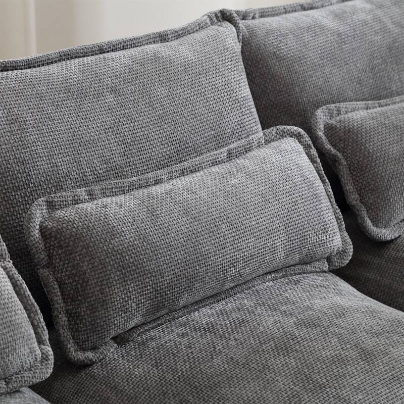 Sectional Sofa Cloud Couch for Living Room, Modern Chenille/Boucle U Shaped Couch, Comfy Modular Sofa Sleeper with Double Chaise