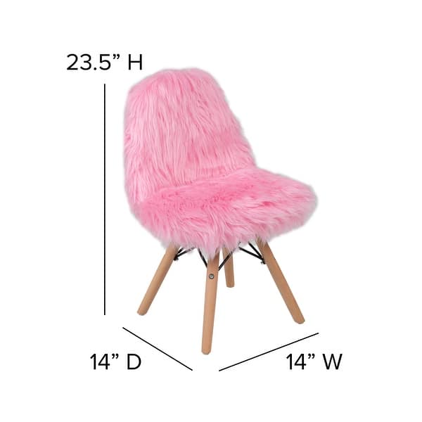 dimension image slide 0 of 2, Kids Shaggy Dog Accent Chair - Desk Chair - Playroom Chair - 14"W x 14"D x 23.5"H