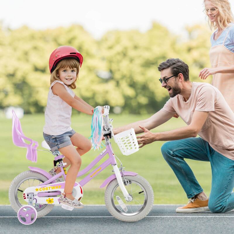 Costway 16" Kids Bicycle with Basket Doll Seat Colorful Streamers - See Details