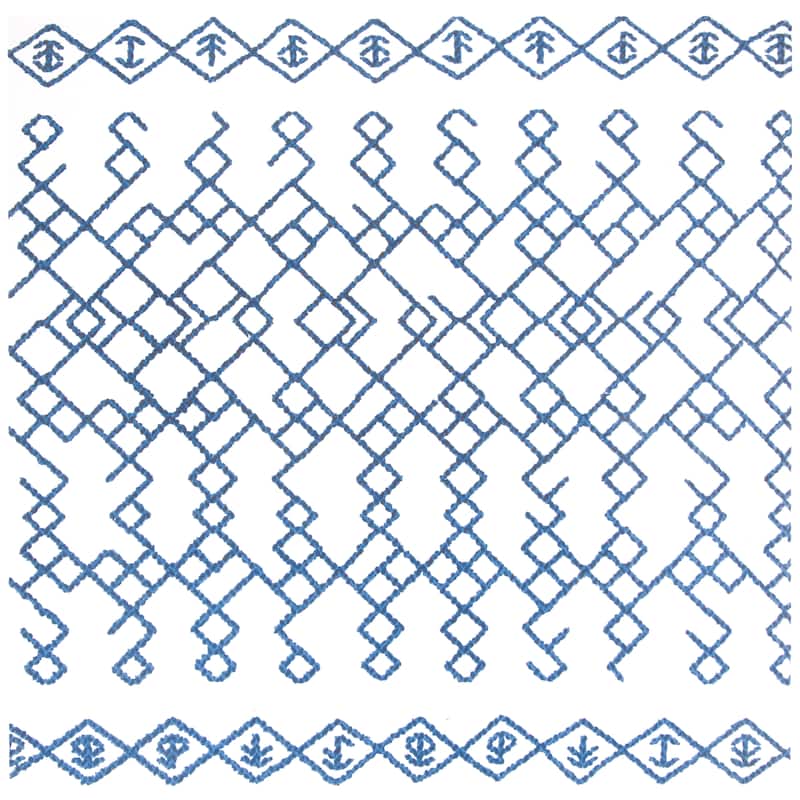 SAFAVIEH Handmade Cedar Brook Jowanka Modern Cotton Rug - 6' Square - Ivory/Navy