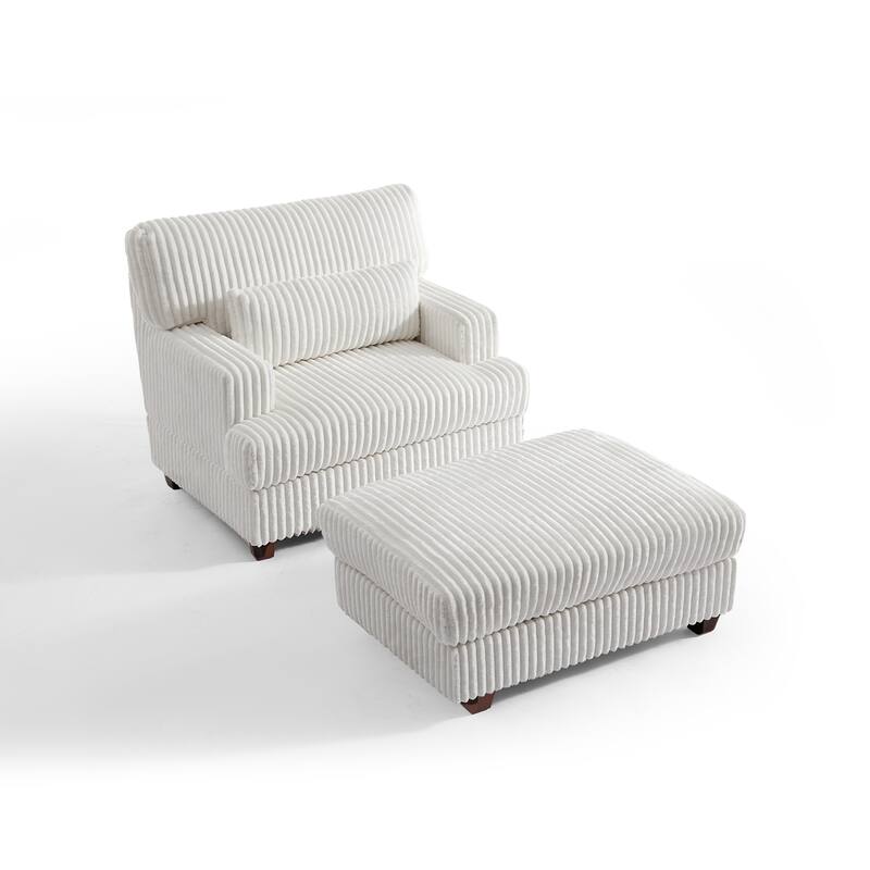 36" Wide Oversized Upholstered Chaise Lounge Accent Chair with Ottoman