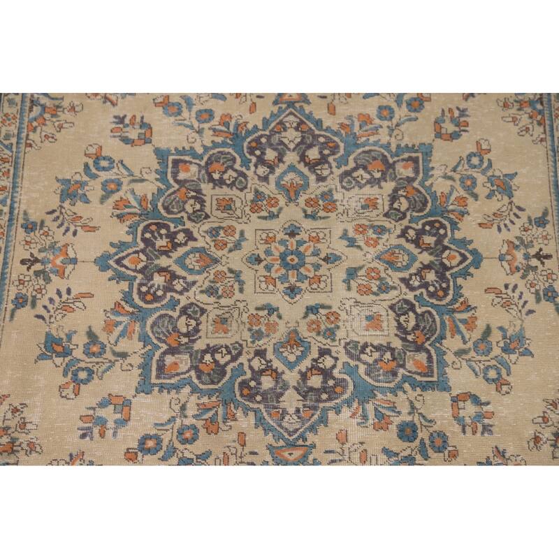 Tabriz Persian Vintage Rug Handmade Traditional Wool Carpet - 6'7"x 9'10"