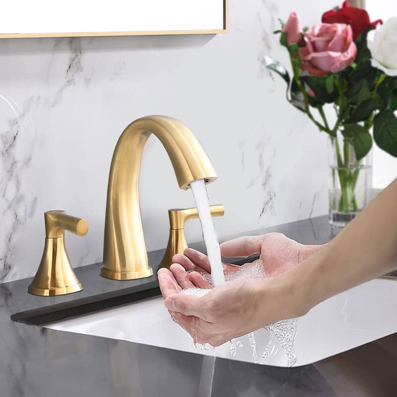 Modern 2 Handle Bathroom Sink Faucet with Pop Up Drain, Ceramic Cartridge, Rust and Corrosion Resistant - Yellow