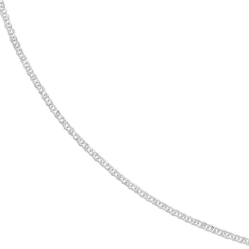 Curata 14k White Gold 0.85mm Square Wheat Chain Necklace (Spring Ring) Options: 16 18 20