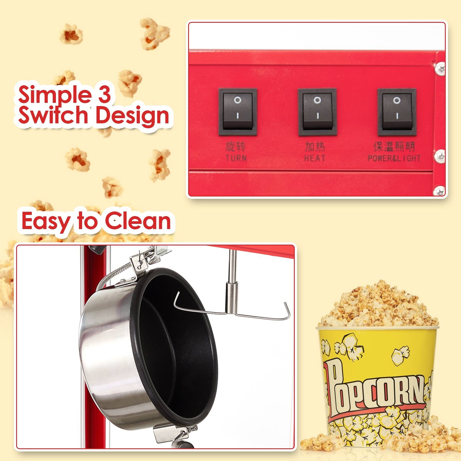 Countertop Popcorn Popper Machine, Bar Style with Light Bed Bath