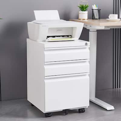 3 Drawer Metal Mobile Office Storage Filing Cabinet with Lock
