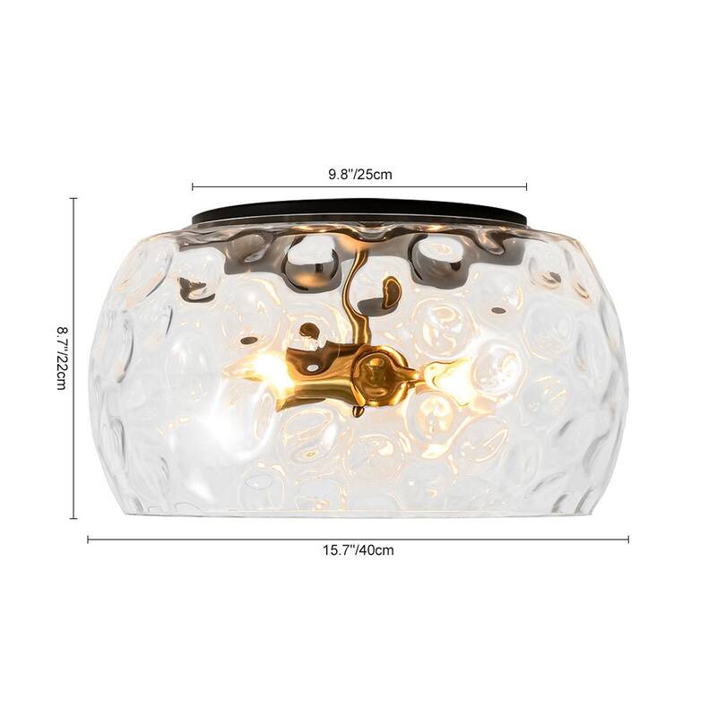 Modern Large Water Glass Shade Round Flush Mount Light