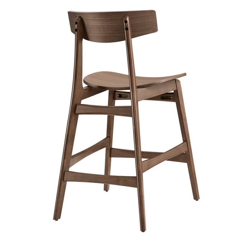 Spruce & Spring Modern Farmhouse Bar Stool with Bentwood Back and Saddle Seat