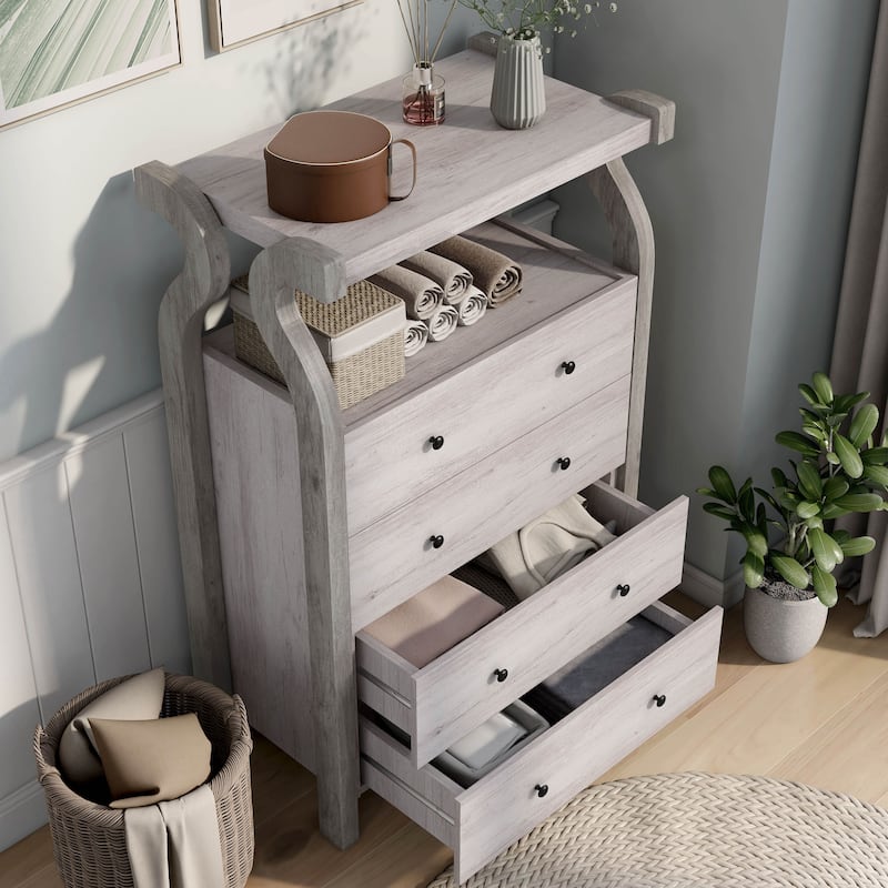 DH BASIC Transitional Coastal White 31-inch Wide 4-Drawer Vertical Dresser by Denhour