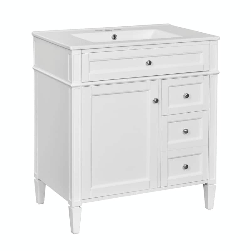 30" Bathroom Vanity with Mirror, Sink, and Storage Cabinet