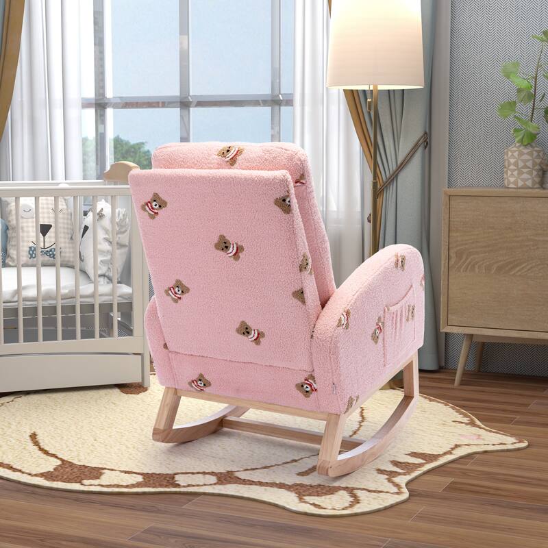 Modern Accent Rocker Armchair With Side Pocket