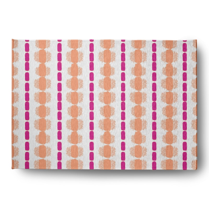 Watercolor Stripe Spring Chenille Rug - Orange-Orchid - 5' x 7'