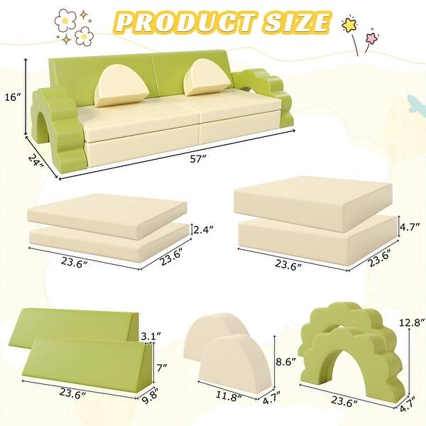 dimension image slide 1 of 3, 10Pcs Baby Climbing and Crawl Foam-Play Set, Climbing Structure for Toddlers