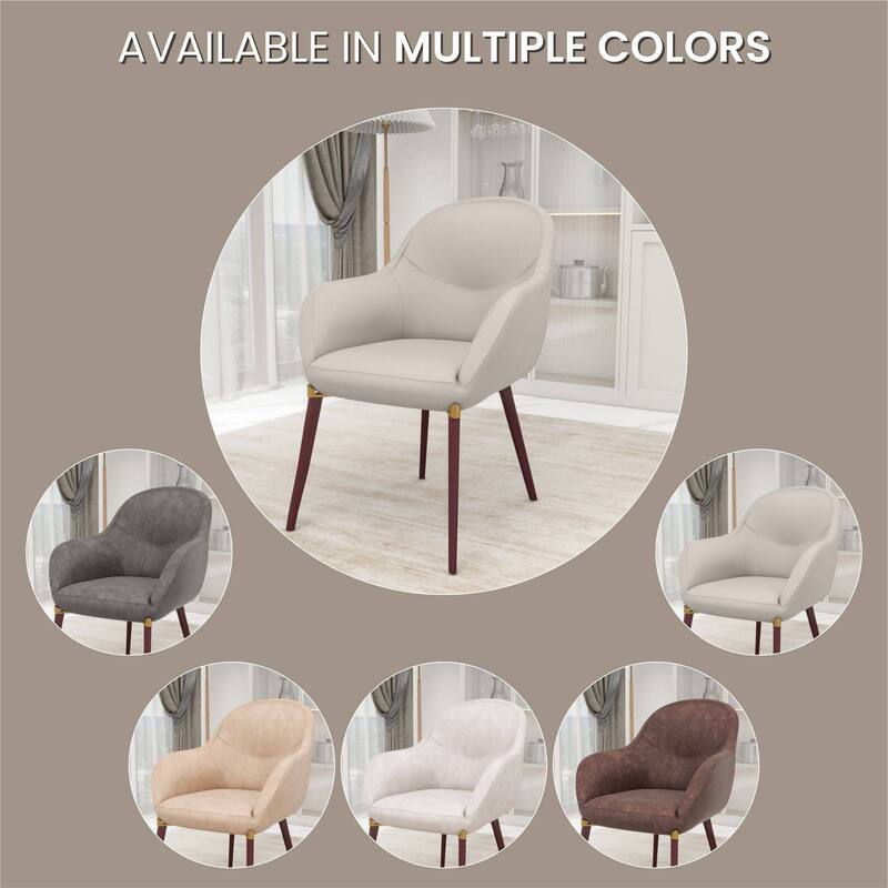 Elias Dining Chair Upholstered in Leather Velvet and Powder Coated Legs Set of 2