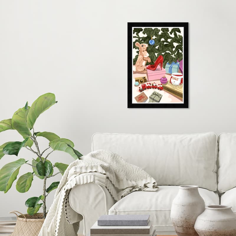 Wynwood Studio Prints Holiday and Seasonal Gifts under the Christmas Tree Green and Dark Green Farmhouse Wall Art Canvas Print - Black