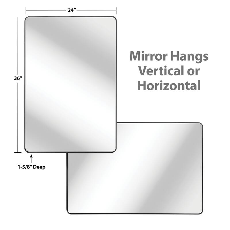 American Furniture Classics Model Black Framed Rounded Corner Mirror