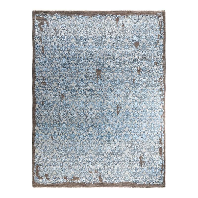 Ikat One-of-a-Kind Hand-Knotted Area Rug, Blue - 9' 2" x 12' 1"