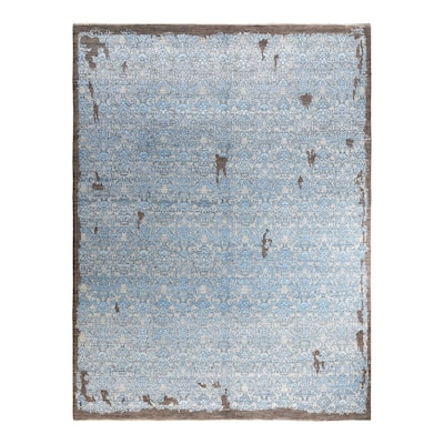 Ikat One-of-a-Kind Hand-Knotted Area Rug, Blue - 9' 2" x 12' 1"
