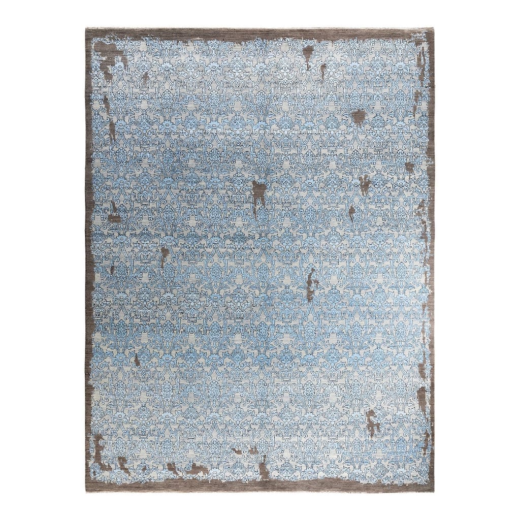 Ikat One-of-a-Kind Hand-Knotted Area Rug, Blue - 9' 2" x 12' 1"