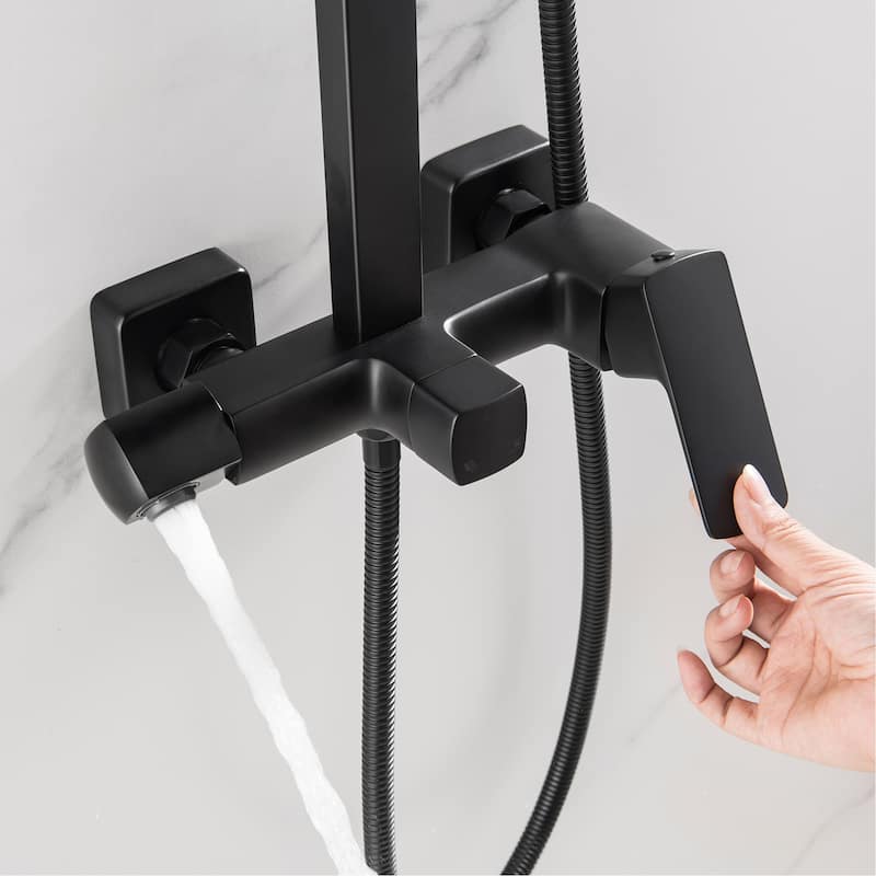 Exposed Wall-Mounted Shower System with tub spout and rough-in Valve