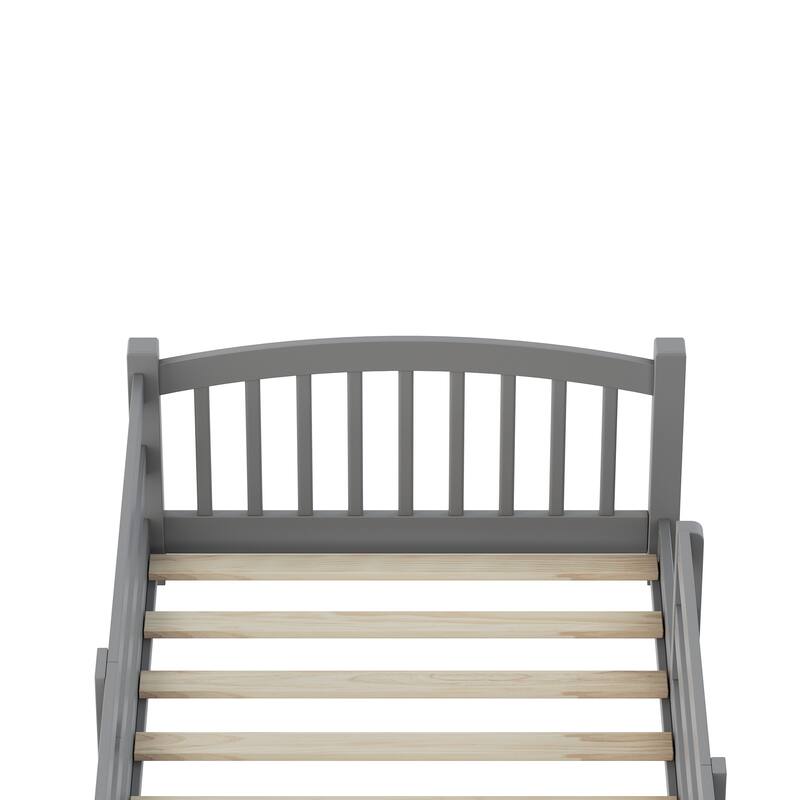 Montessori Solid Pine Floor Bed with Full-Length Safety Fence & Slatted Base by Harper&Bright Designs