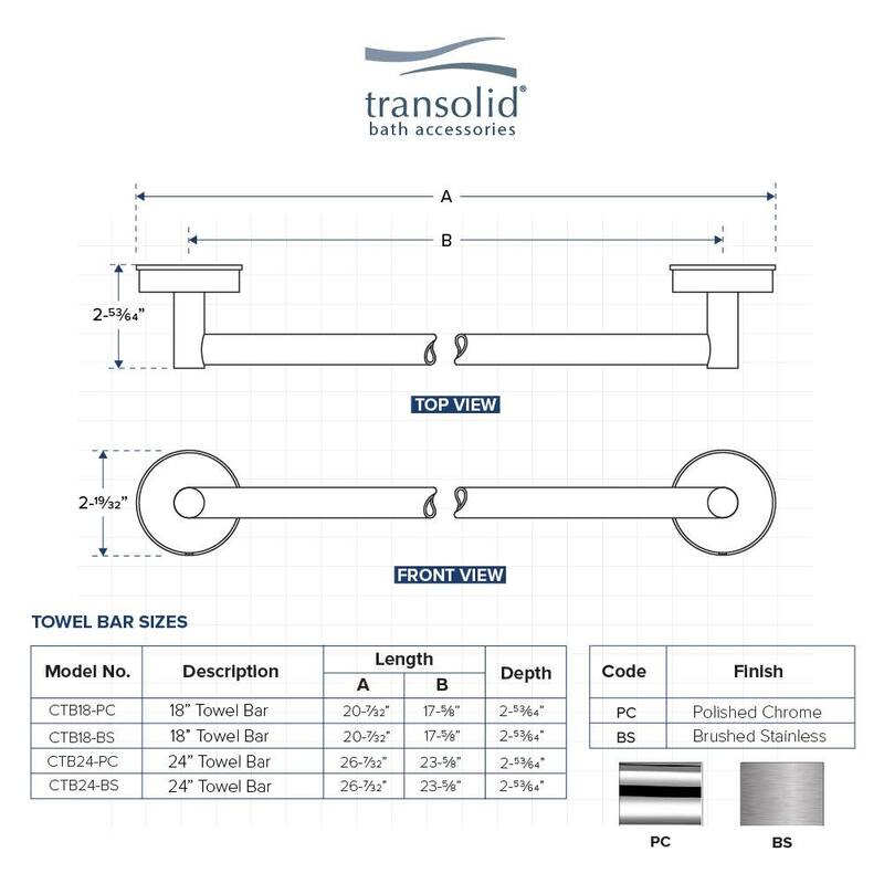 Transolid CTB24 Cara 23-5/8" Towel Bar