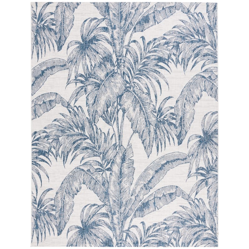 SAFAVIEH Courtyard Arusyak Transitional Indoor/Outdoor Rug - 9' x 12' - Ivory/Navy