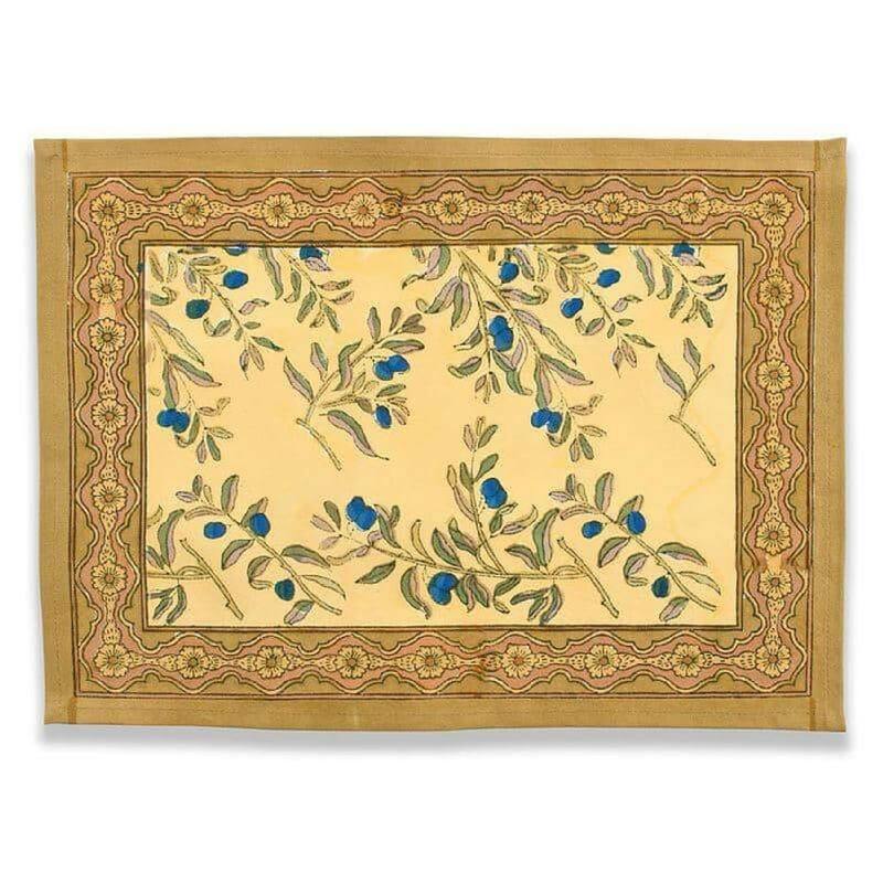 Couleur Nature Gold/ Blue Olive Tree Placemats (Set of 6) - Placemat - 15x18