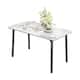 Minimalist Dining Table with Rectangular Sintered Stone and Tempered Glass Tabletop, Big Robust Aluminum Legs