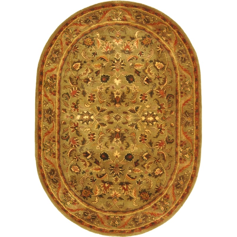 SAFAVIEH Handmade Antiquity Manerva Traditional Oriental Wool Rug - 4'6" x 6'6" Oval - Olive/Gold