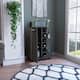 Bar Cart with 2 External Shelves, 4 Casters, 6 Wine Cubbies, and Single Door Cabinet - 23" W x14"D x 32"H
